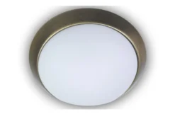 LED Deckenleuchte / Deckenschale, Opalglas matt, Dekorring Altmessing, Ø 35cm