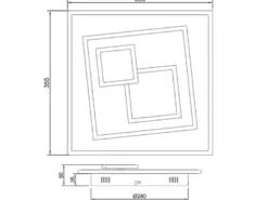 LED Deckenleuchte DEGAS flach dimmbar Fernbedienung, Quadrat 36cm