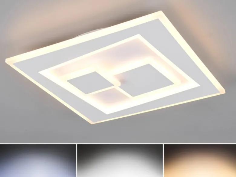 LED Deckenleuchte DEGAS flach dimmbar Fernbedienung, Quadrat 36cm