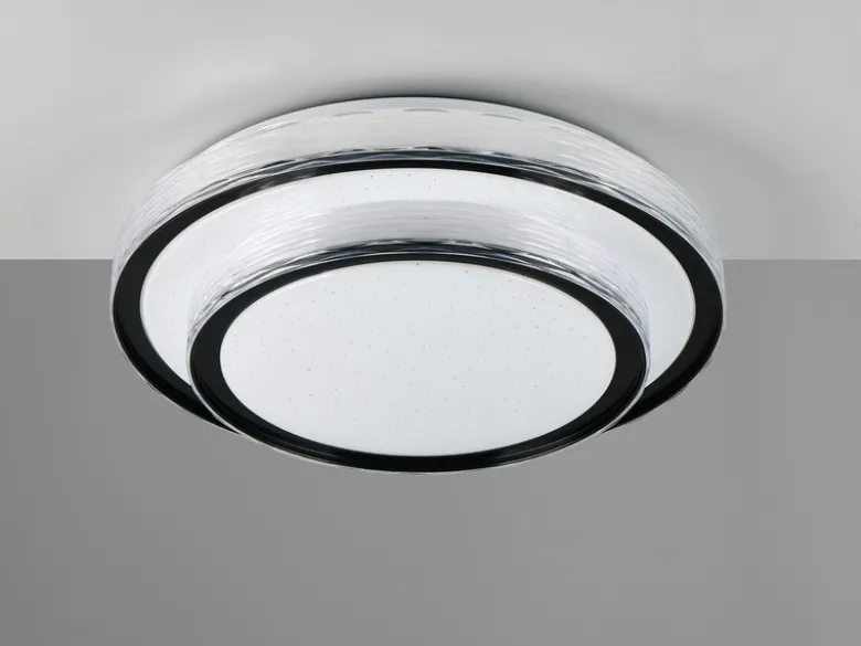 LED Deckenleuchte DIMA in Schwarz mit Sternenhimmel Effekt, Ø 39cm