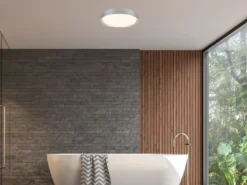 LED Deckenleuchte 2er Set in Grau Titanfarben IP44 Badlampen, Ø 33cm