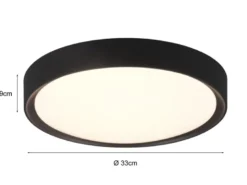 LED Deckenleuchte 2er Set in Schwarz matt IP44 Badlampen, Ø 33cm
