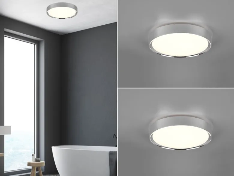 LED Deckenleuchte 2er Set in Silber Chrom IP44 Badlampen, Ø 33cm