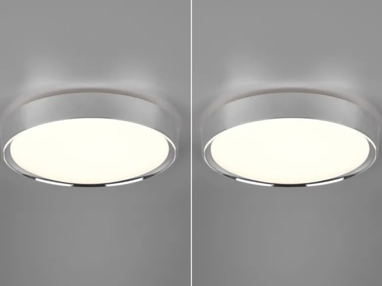 LED Deckenleuchte 2er Set in Silber Chrom IP44 Badlampen, Ø 33cm