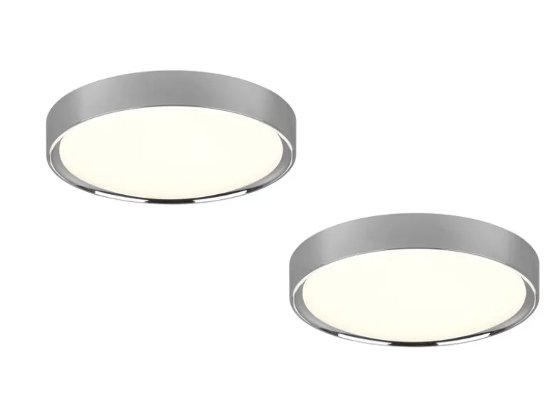 LED Deckenleuchte 2er Set in Silber Chrom IP44 Badlampen, Ø 33cm