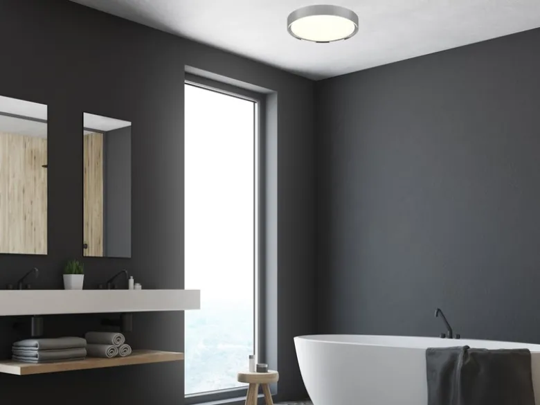LED Deckenleuchte 2er Set in Silber Chrom IP44 Badlampen, Ø 33cm