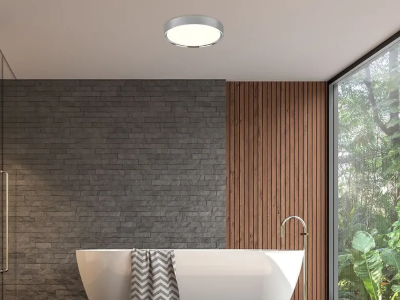 LED Deckenleuchte 2er Set in Silber Chrom IP44 Badlampen, Ø 33cm