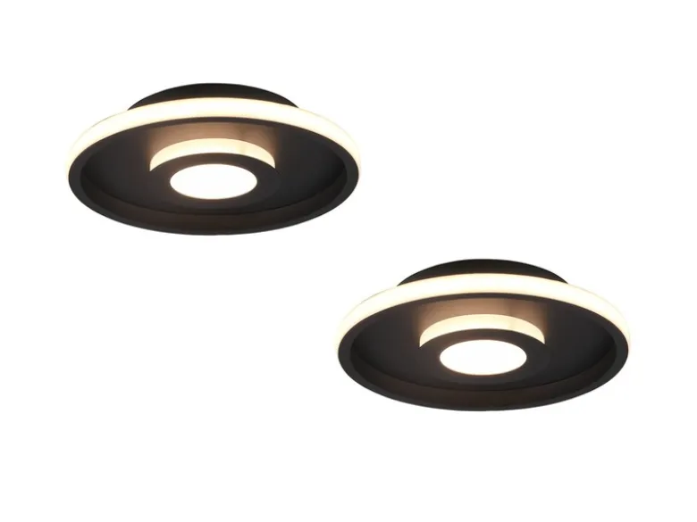 LED Deckenleuchte 2er Set Schwarz matt mit Switch Dimmer IP44, Ø 30cm