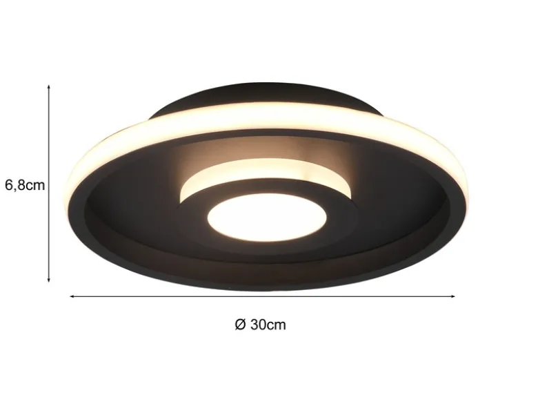LED Deckenleuchte 2er Set Schwarz matt mit Switch Dimmer IP44, Ø 30cm