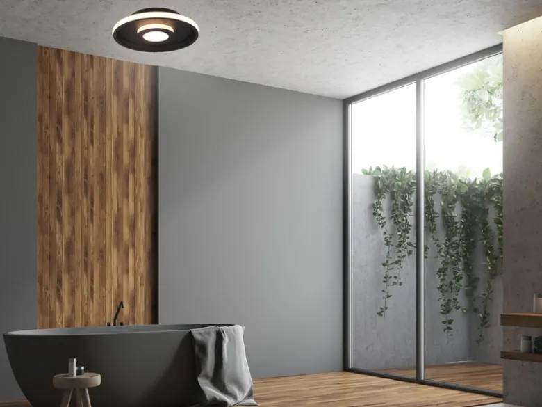 LED Deckenleuchte 2er Set Schwarz matt mit Switch Dimmer IP44, Ø 30cm