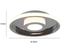 LED Deckenleuchte 2er Set Silber Chrom mit Switch Dimmer IP44, Ø 30cm