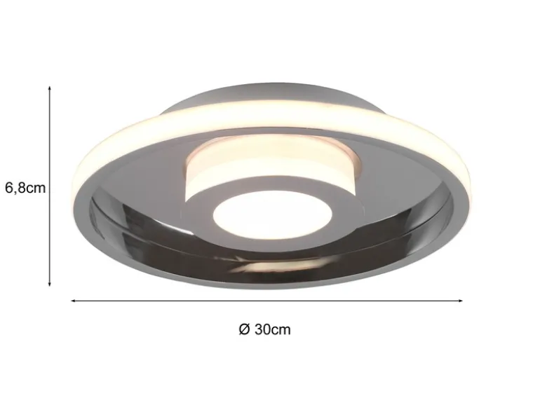 LED Deckenleuchte 2er Set Silber Chrom mit Switch Dimmer IP44, Ø 30cm