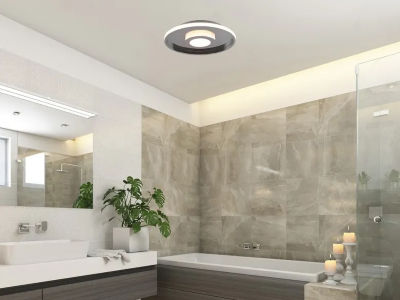 LED Deckenleuchte 2er Set Silber Chrom mit Switch Dimmer IP44, Ø 30cm