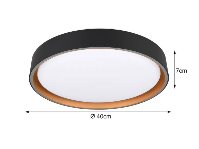 LED Deckenleuchte FELIS mit Fernbedienung & Tageslicht, Schwarz Gold Ø 40cm