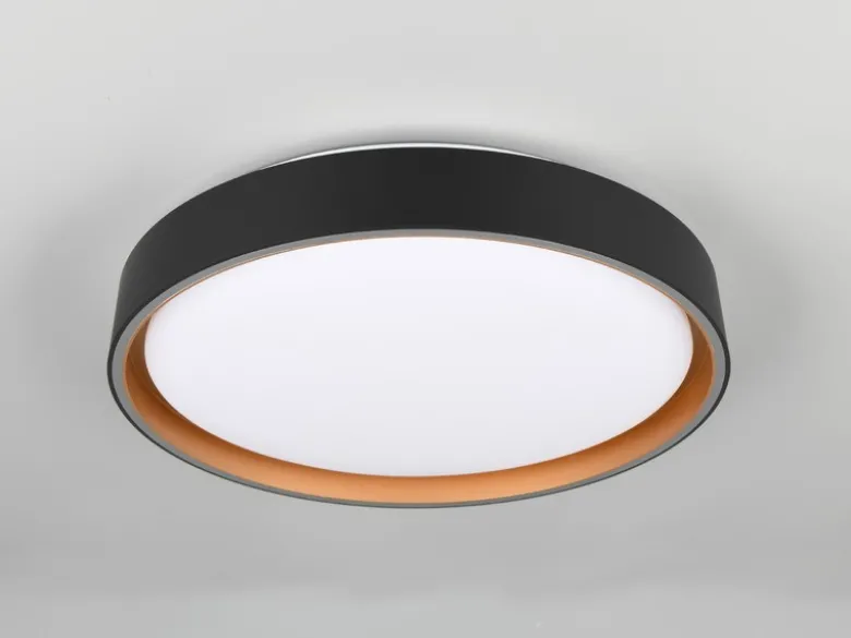 LED Deckenleuchte FELIS mit Fernbedienung & Tageslicht, Schwarz Gold Ø 40cm