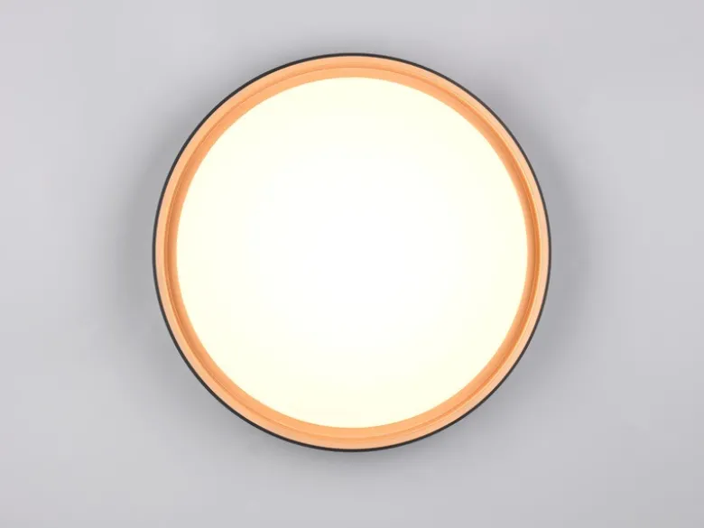 LED Deckenleuchte FELIS mit Fernbedienung & Tageslicht, Schwarz Gold Ø 40cm