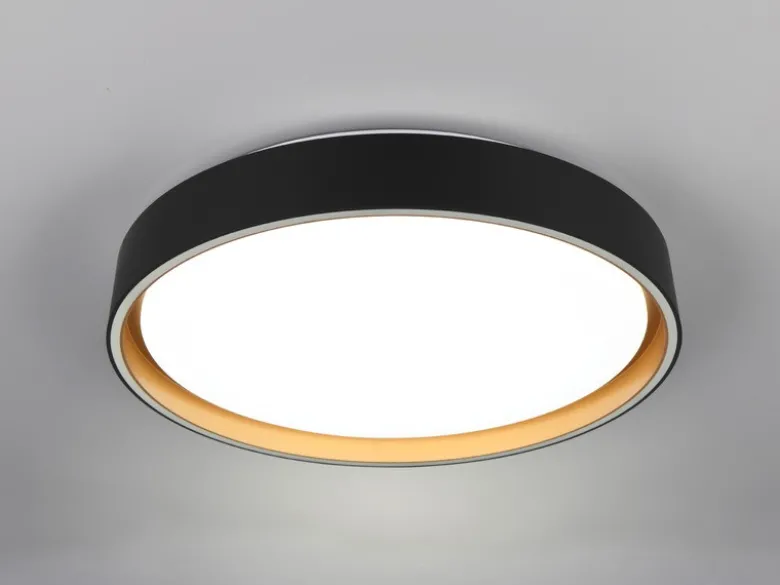 LED Deckenleuchte FELIS mit Fernbedienung & Tageslicht, Schwarz Gold Ø 40cm