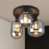 LED Deckenleuchte 3-flammig mit Glasschirmen Chrom bedampft, Ø 39cm