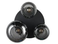 LED Deckenleuchte 3-flammig mit Glasschirmen Chrom bedampft, Ø 39cm
