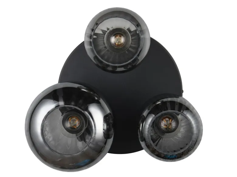 LED Deckenleuchte 3-flammig mit Glasschirmen Chrom bedampft, Ø 39cm