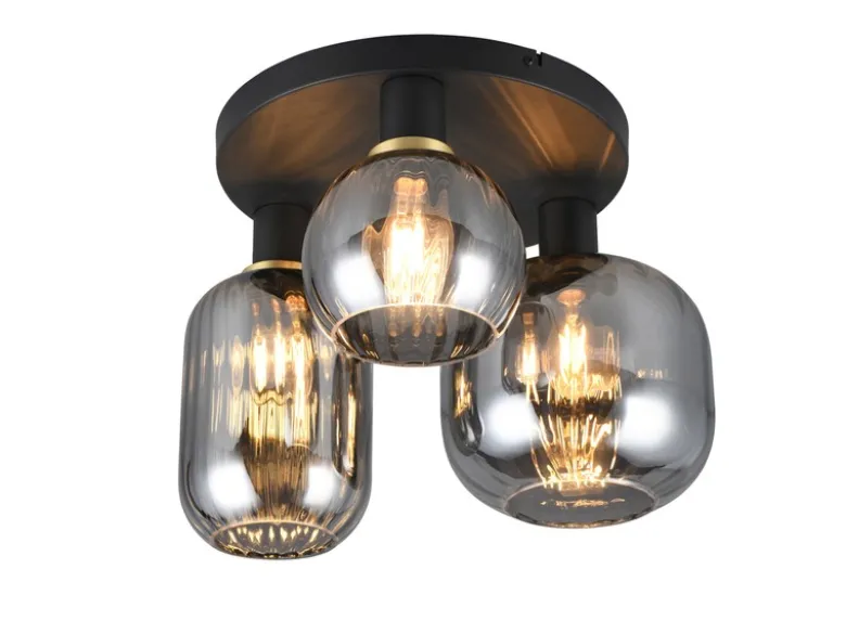 LED Deckenleuchte 3-flammig mit Glasschirmen Chrom bedampft, Ø 39cm