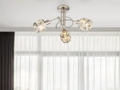 LED Deckenleuchte 3-flammig mit Glaskristallen Silber matt, Ø 38cm
