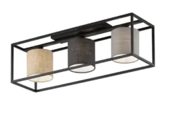 LED Deckenleuchte 3-flammig Stoffschirme Leinen mehrfarbig, Breite 70cm
