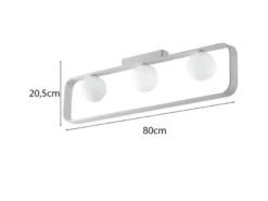 LED Deckenleuchte 3 flammig Weiß mit Glaskugeln Opalweiß, Breite 80cm