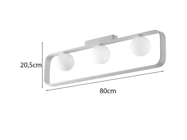 LED Deckenleuchte 3 flammig Weiß mit Glaskugeln Opalweiß, Breite 80cm