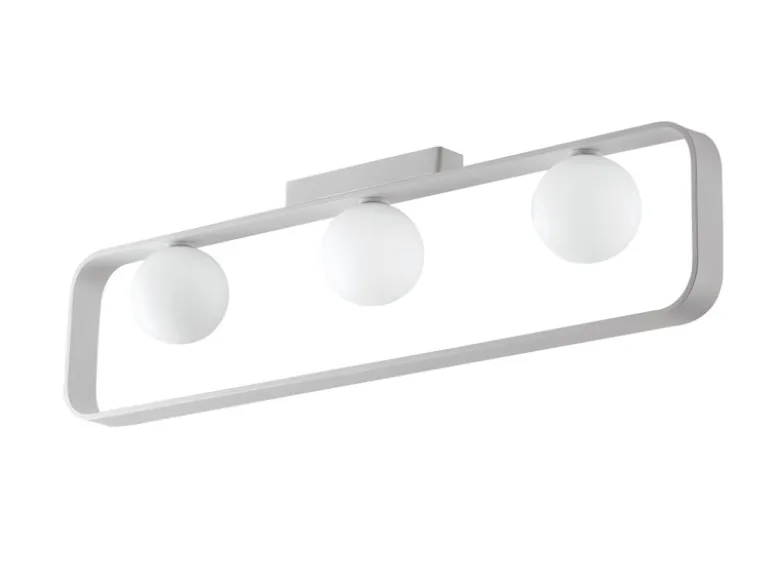 LED Deckenleuchte 3 flammig Weiß mit Glaskugeln Opalweiß, Breite 80cm