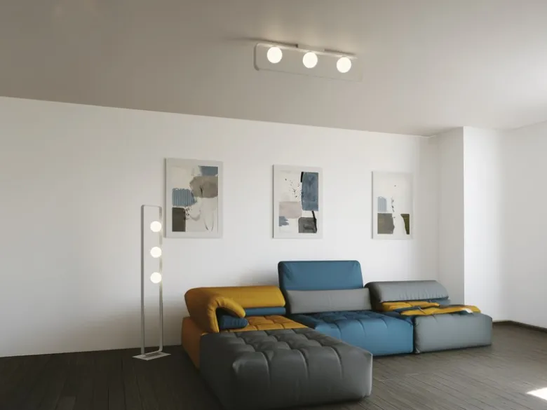 LED Deckenleuchte 3 flammig Weiß mit Glaskugeln Opalweiß, Breite 80cm