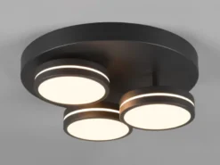 LED Deckenleuchte FRANKLIN 3 flammig Anthrazit mit Stufen Dimmer, Ø 35cm