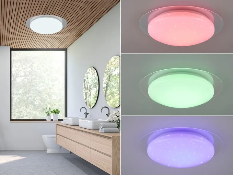 LED Deckenleuchte FRODENO Fernbedienung dimmbar Sternenhimmel Farbwechsel, Ø35cm