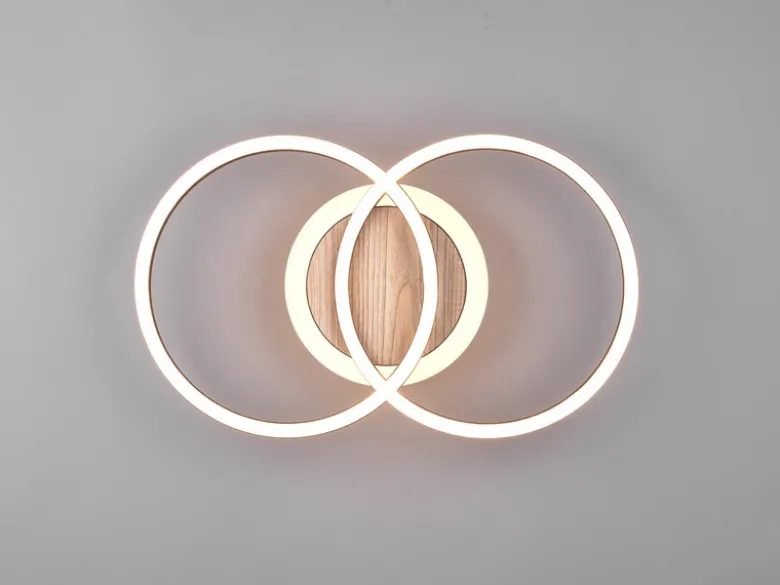 LED Deckenleuchte GIRO mit Fernbedienung, 2 Ringe Schwarz, Breite 46cm