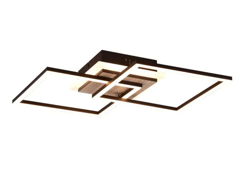 LED Deckenleuchte GIRO mit Fernbedienung, 2 Quadrate Schwarz, Breite 57,5cm