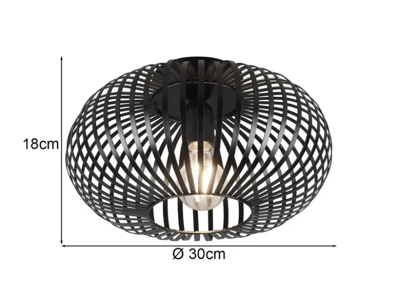 LED Deckenleuchte Gitter Lampenschirm Metall in Schwarz, Ø 30cm