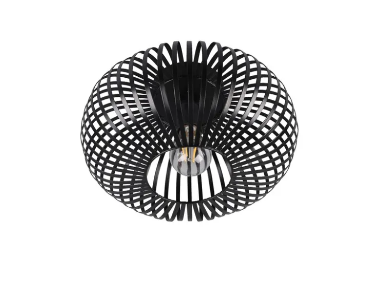 LED Deckenleuchte Gitter Lampenschirm Metall in Schwarz, Ø 30cm