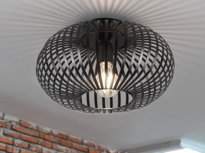 LED Deckenleuchte Gitter Lampenschirm Metall in Schwarz, Ø 30cm