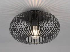 LED Deckenleuchte Gitter Lampenschirm Metall in Schwarz, Ø 30cm