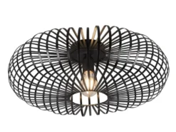 LED Deckenleuchte Gitter Lampenschirm Metall in Schwarz, Ø 50cm