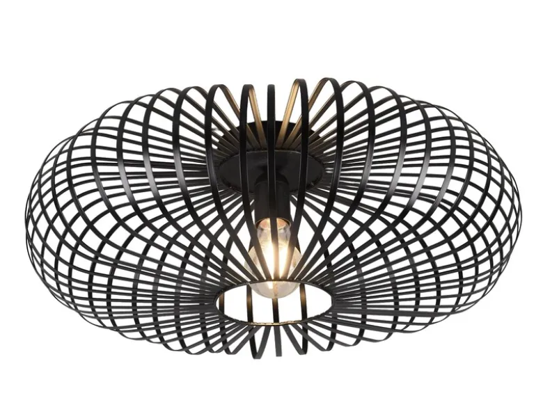 LED Deckenleuchte Gitter Lampenschirm Metall in Schwarz, Ø 50cm