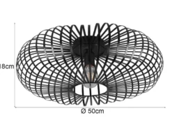LED Deckenleuchte Gitter Lampenschirm Metall in Schwarz, Ø 50cm