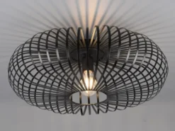 LED Deckenleuchte Gitter Lampenschirm Metall in Schwarz, Ø 50cm