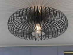 LED Deckenleuchte Gitter Lampenschirm Metall in Schwarz, Ø 50cm