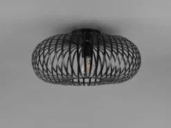 LED Deckenleuchte Gitter Lampenschirm Metall in Schwarz, Ø 40cm
