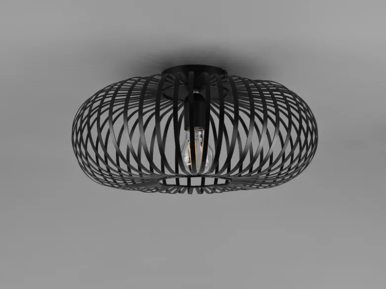 LED Deckenleuchte Gitter Lampenschirm Metall in Schwarz, Ø 40cm