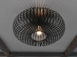 LED Deckenleuchte Gitter Lampenschirm Metall in Schwarz, Ø 40cm