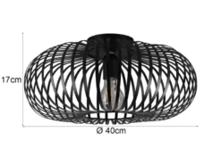 LED Deckenleuchte Gitter Lampenschirm Metall in Schwarz, Ø 40cm