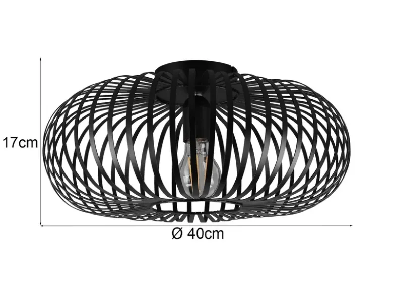 LED Deckenleuchte Gitter Lampenschirm Metall in Schwarz, Ø 40cm