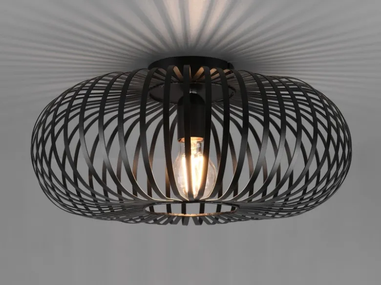 LED Deckenleuchte Gitter Lampenschirm Metall in Schwarz, Ø 40cm
